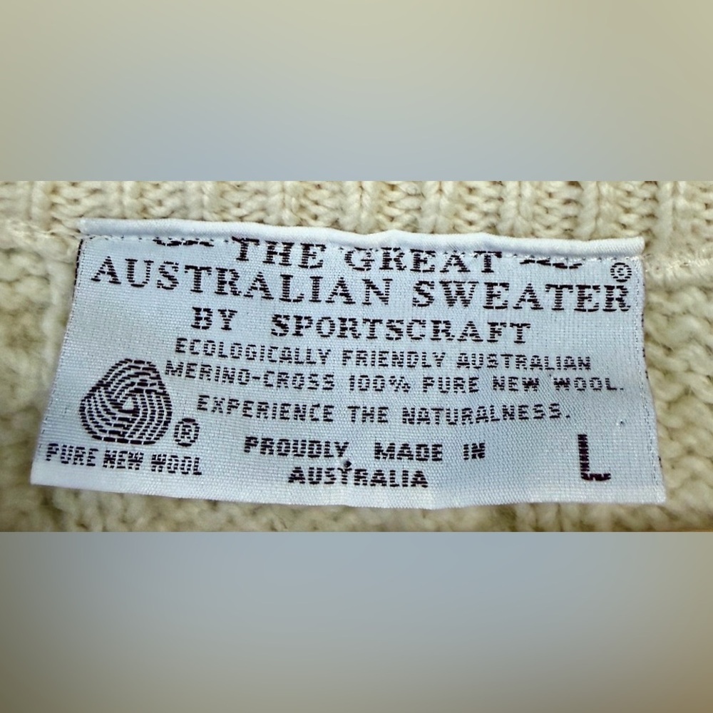 Sportscraft The Great Australian Sweater Merino Wool Cable Knit V-Neck - Picture 3 of 4